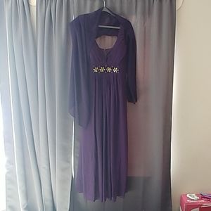 Formal purple dress and wrap